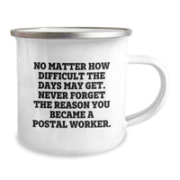 Load image into Gallery viewer, Inspiring Postal Worker Gifts for Birthday - &#39;No Matter How Difficult The Days May Get&#39; Funny Camping Mug from Friends, Coworkers, or Family - Image 2
