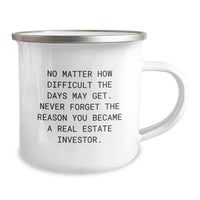 Load image into Gallery viewer, Real Estate Investor Gifts, Funny Camping Mugs, &#39;No Matter How Difficult The Days May Get...&#39; for Real Estate Investor Men or Women, Gifts from Friends, Family, Coworkers for Birthday Unique Gifts - Image 2
