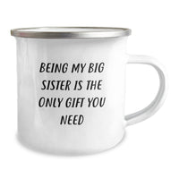 Load image into Gallery viewer, Funny Big Sister Graduation Gifts from Men, Unique Camping Mug for Her, &#39;Being My Big Sister Is The Only Gift You Need&#39; Quote, 12 oz Stainless Steel with Enamel Finish - Image 2
