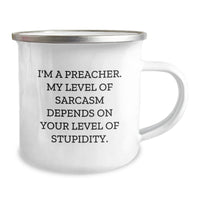 Load image into Gallery viewer, Funny Preacher Gifts for Men, Unique Christmas Unique Gifts from Family to Preacher, 12 oz Camping Mug with Sarcasm Quote - Image 2
