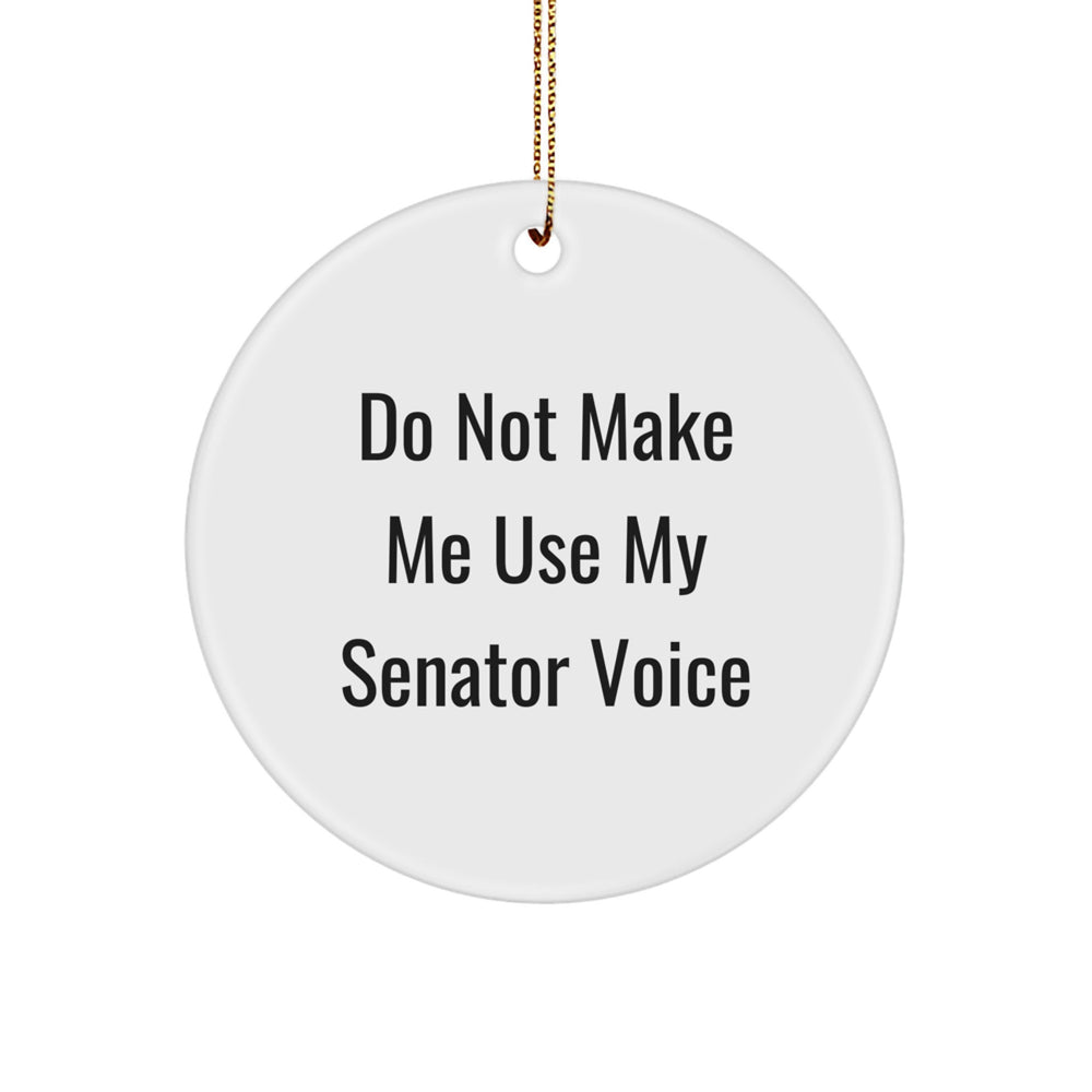 Senator Gifts from Men, Funny Circle Ornament for Senator's Office, Do Not Make Me Use My Senator Voice, Christmas Unique Gifts for Senator - Image 1