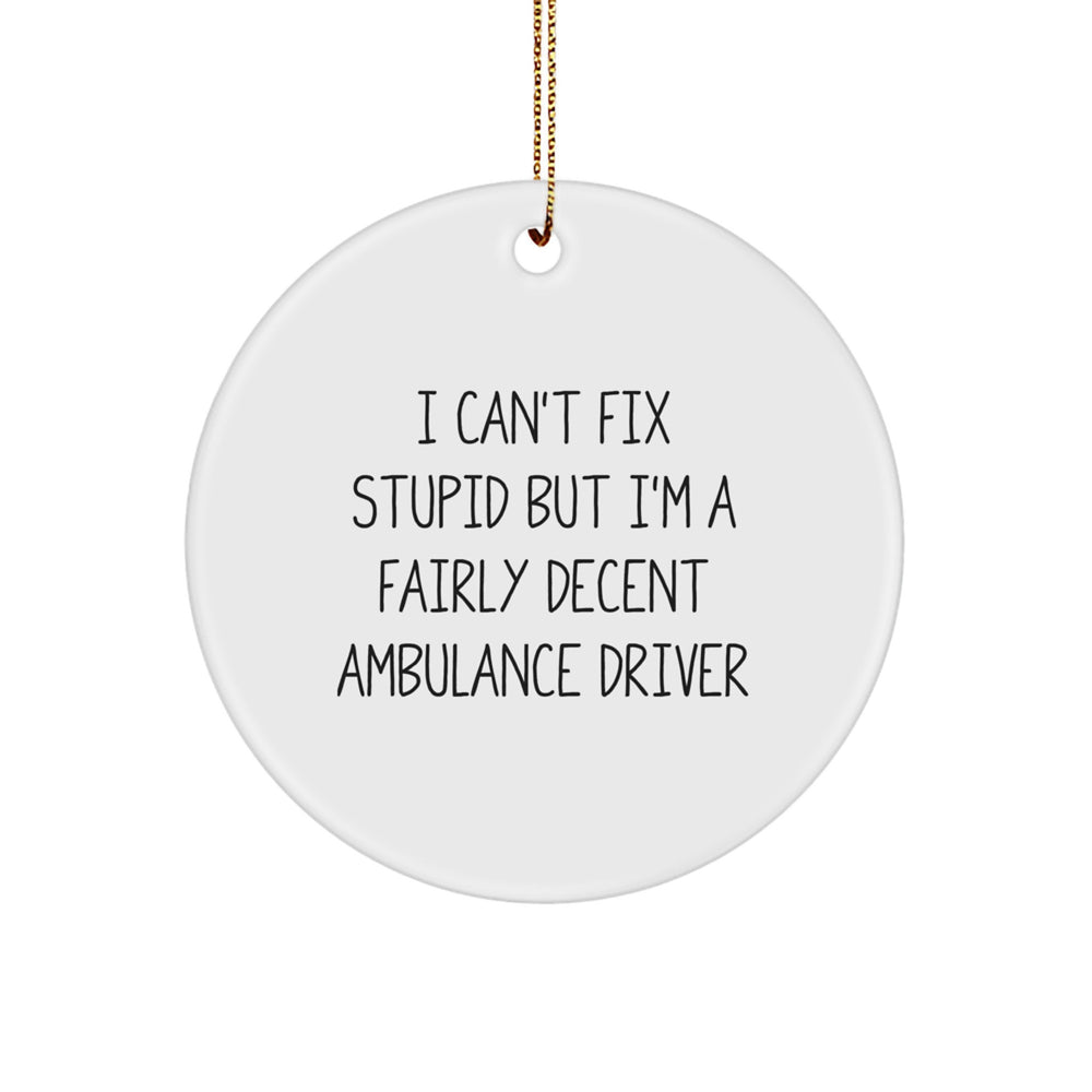 Humorous Ambulance Driver Quote Gifts from Friends, Ambulance Driver Circle Ornament for Men, Funny Christmas Unique Gifts for Ambulance Driver, Unique Inspirational Decor - Image 1