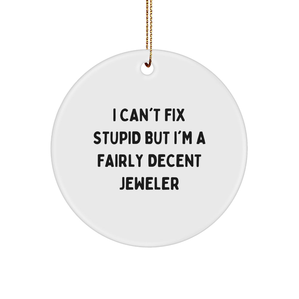 Funny Jeweler Gifts from Friends for Christmas Circle Ornament I Can't Fix Stupid - Image 1