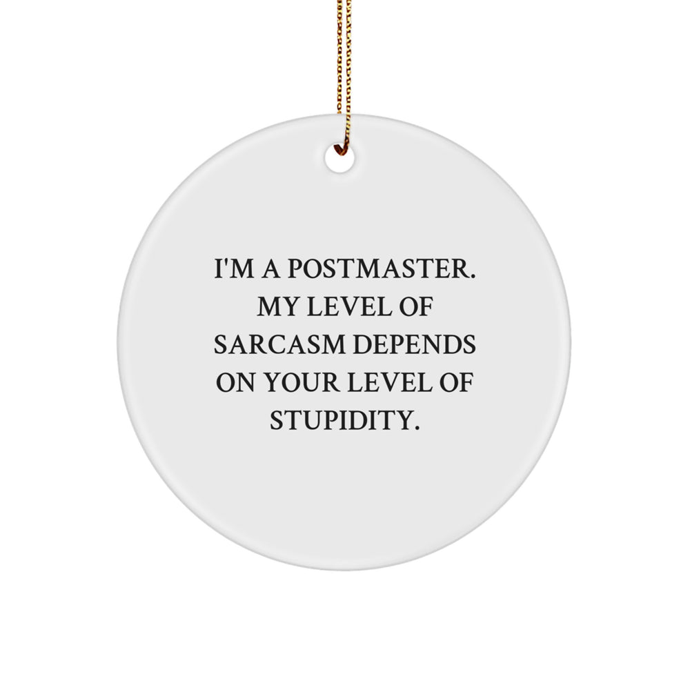 Funny Postmaster Gifts for Him - I'm A Postmaster Sarcasm Christmas Circle Ornament, Gifts from Family to Friends, Christmas Unique Presents for Postmaster - Image 1