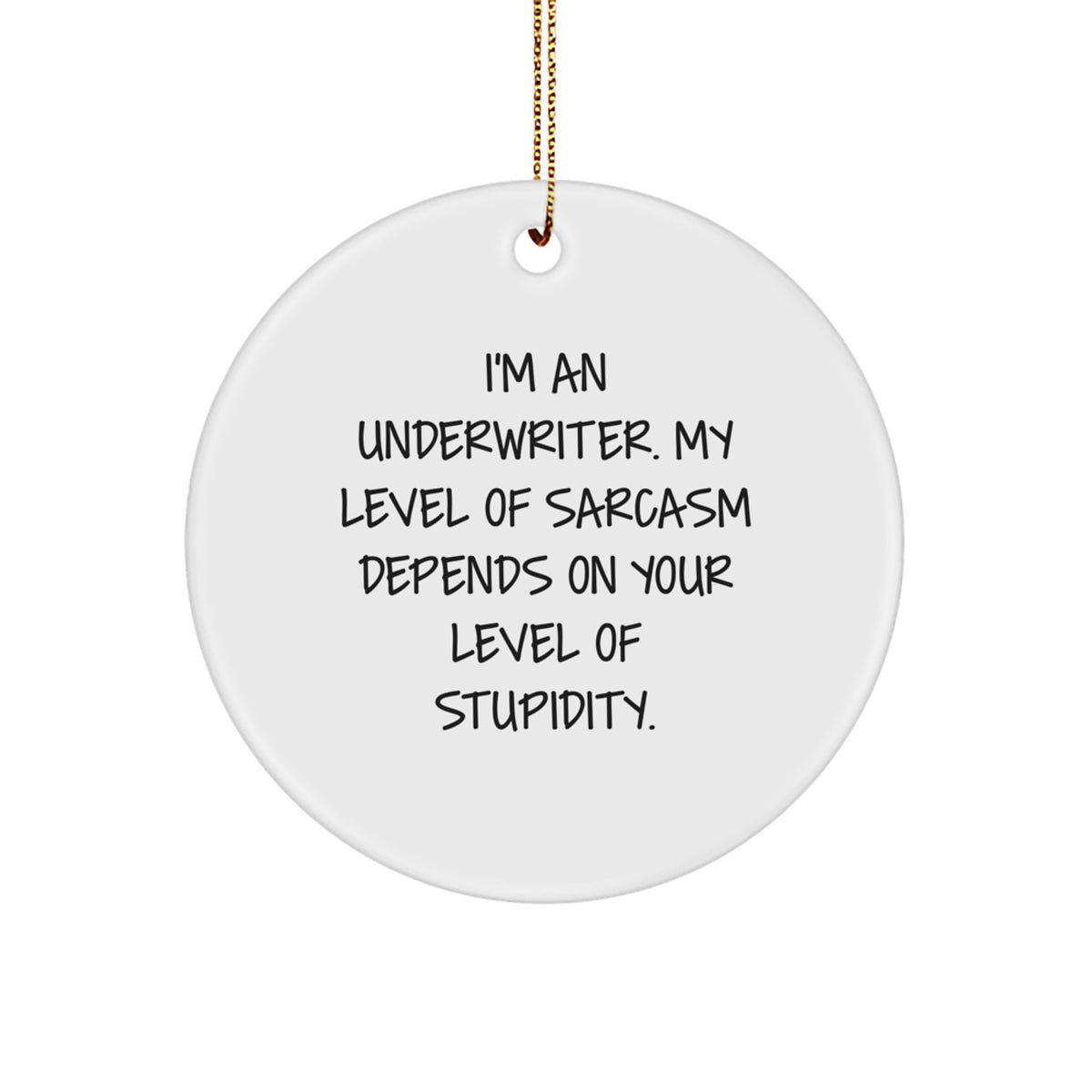 Underwriter Humor Gifts for Men, Funny Circle Ornament with Sarcasm Quote, Unique Christmas Memorable Presents from Friends, Perfect Underwriter Gifts - Image 1