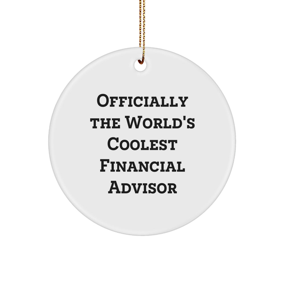 Funny Financial Advisor Gifts from Men to Friends - Official World's Coolest Advisor Circle Ornament for Christmas Unique Decorations - Image 1