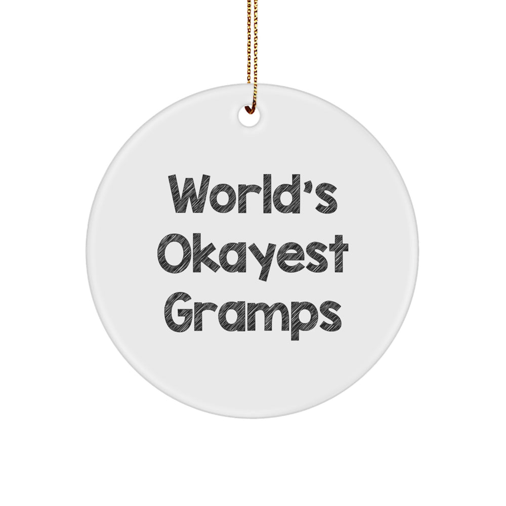 Funny Gramps Gifts for Men - World's Okayest Gramps Circle Ornament, Christmas Memorable Presents for Gramps from Family, Friends, Coworkers - Image 1