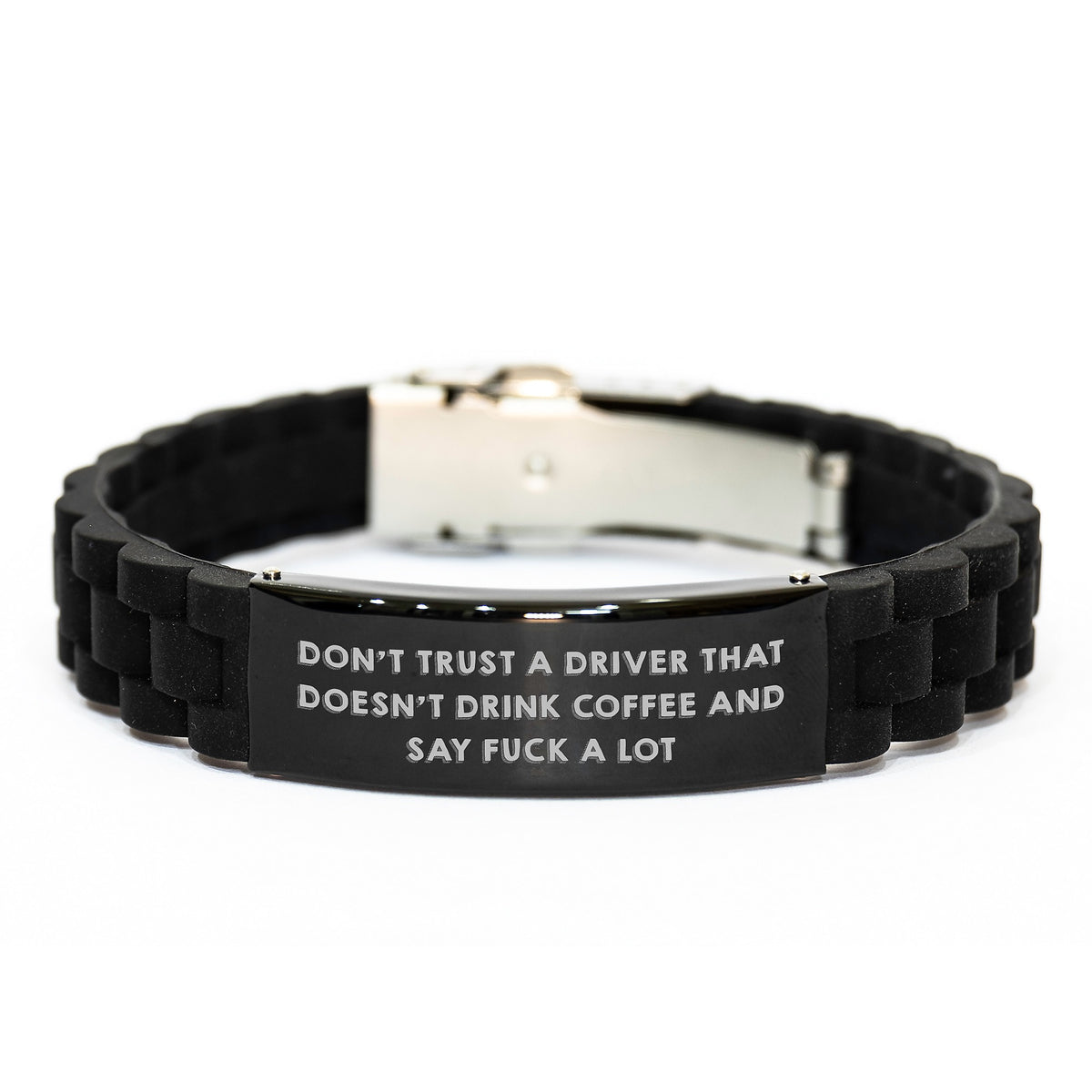 Funny Driver Gifts: Funny Quote, Glide lock Clasp Birthday Presents for Driver, Gifts from Friends to Driver, Adjustable Silicone Men's Jewelry - Image 1