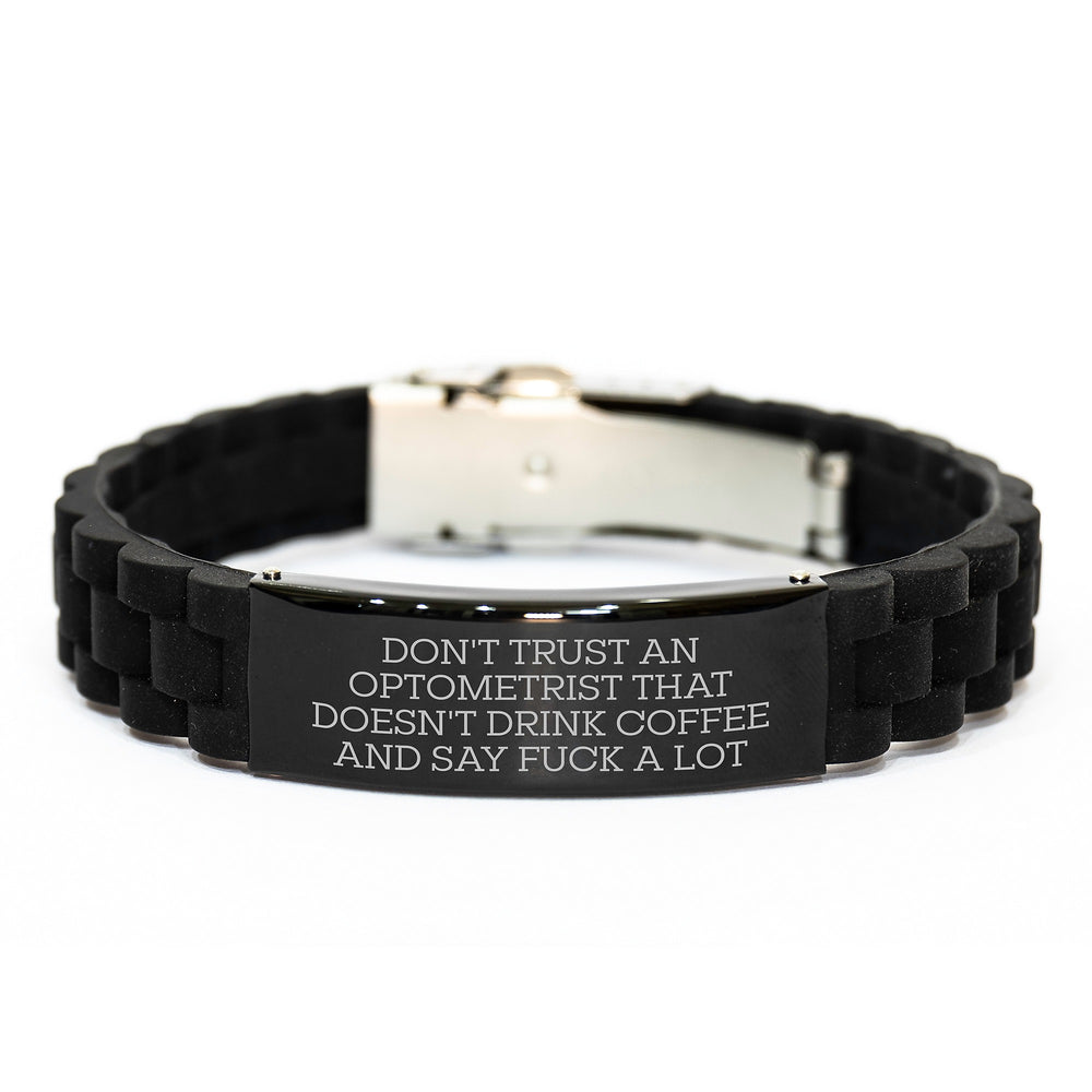 Funny Optometrist Gifts from Men - Glide lock Clasp Bracelet for Optometrist - Black Stainless Steel Christmas Unique Gifts - Image 1
