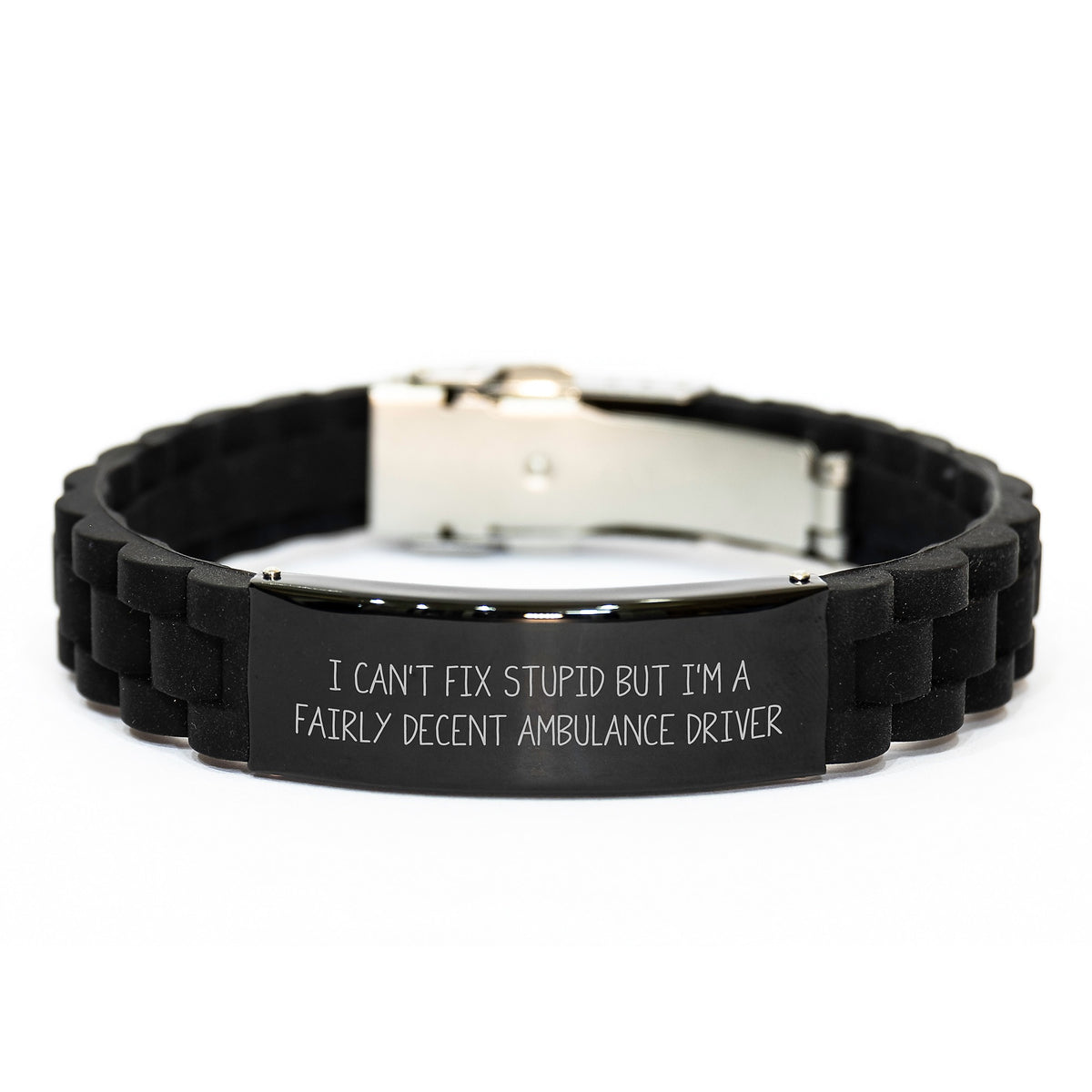 Funny Ambulance Driver Gifts from Friends - 'I Can't Fix Stupid' Glide lock Clasp Bracelet for Ambulance Driver Graduation Unique Gifts - Image 1