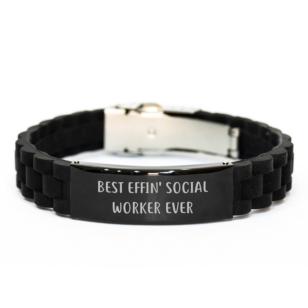 Funny Social Worker Gifts - Best Effin' Glide lock Clasp Birthday Present for Her from Friends, Coworkers, or Family - Image 1
