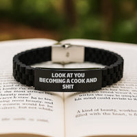 Load image into Gallery viewer, Funny Cook Gifts from Men to Women, Glide lock Clasp Bracelet for Cook, Become a Cook and Shit, Christmas Unique Gifts - Image 2
