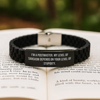 Load image into Gallery viewer, Funny Postmaster Gifts for Men, Funny Glide lock Clasp Bracelet with Sarcasm Quote, Gifts from Friends to Postmaster, Perfect Christmas Unique Gifts - Image 2
