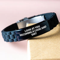 Load image into Gallery viewer, Funny Cook Gifts from Men to Women, Glide lock Clasp Bracelet for Cook, Become a Cook and Shit, Christmas Unique Gifts - Image 3
