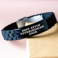 Load image into Gallery viewer, Funny Veterinarian Gifts - Best Effin&#39; Veterinarian Ever Glide lock Clasp Bracelet for Men Women Friends Family - Image 3
