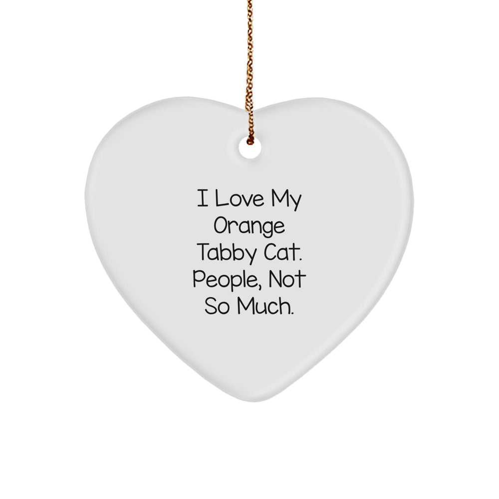 Orange Tabby Cat Lovers Gifts from Friends to Family, Funny Heart Ornament for Christmas - Image 1