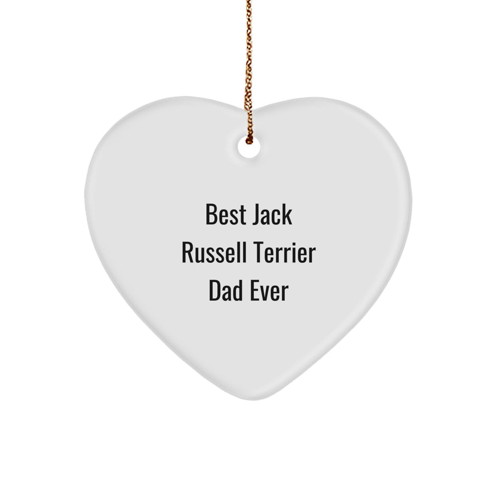 Funny Jack Russell Terrier Dog Gifts from Family to Dad - 'Best Jack Russell Terrier Dad Ever' Heart Ornament for Christmas - Image 1