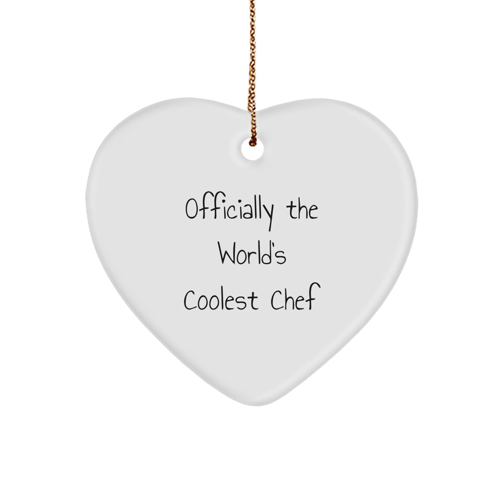 Funny Chef Gifts for Christmas - 'Officially The World's Coolest Chef' Heart Ornament from Friends - Image 1