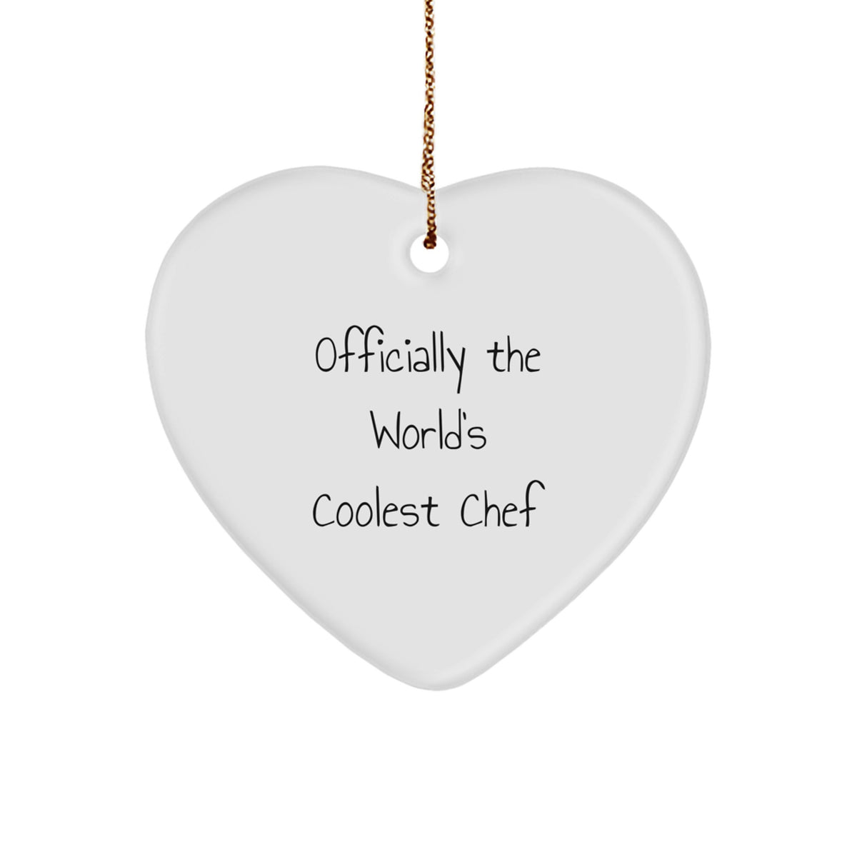 Funny Chef Gifts for Christmas - 'Officially The World's Coolest Chef' Heart Ornament from Friends - Image 1