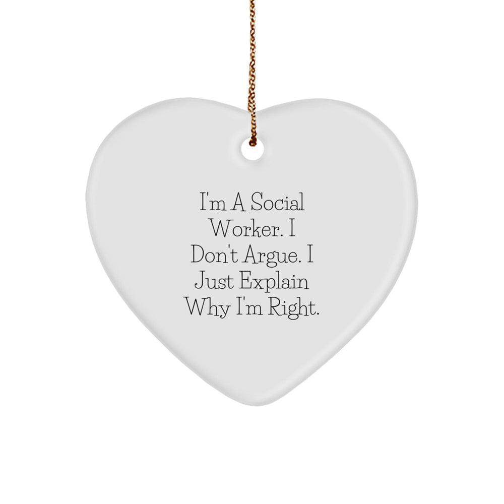 Funny Social Worker Heart Ornament Gifts from Friends and Family for Christmas Unique Decorations - Image 1