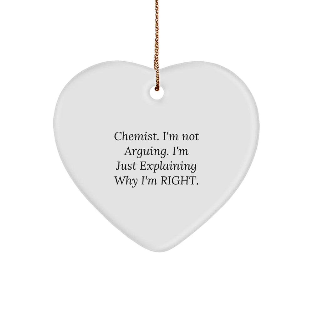 Funny Chemist Gift, 'I'm Not Arguing' Heart Ornament for Men or Women, Christmas Memorable Presents from Friends, Coworkers, Family - Image 1