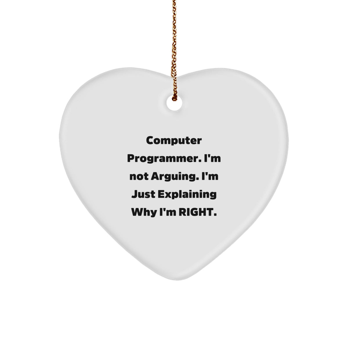Funny Computer Programmer Gifts, Heart Ornament, 'I'm Not Arguing. I'm Just Explaining Why I'm Right.' Christmas Unique Gifts from Family to Men, Perfect for Coworkers, Friends, or Family - Image 1