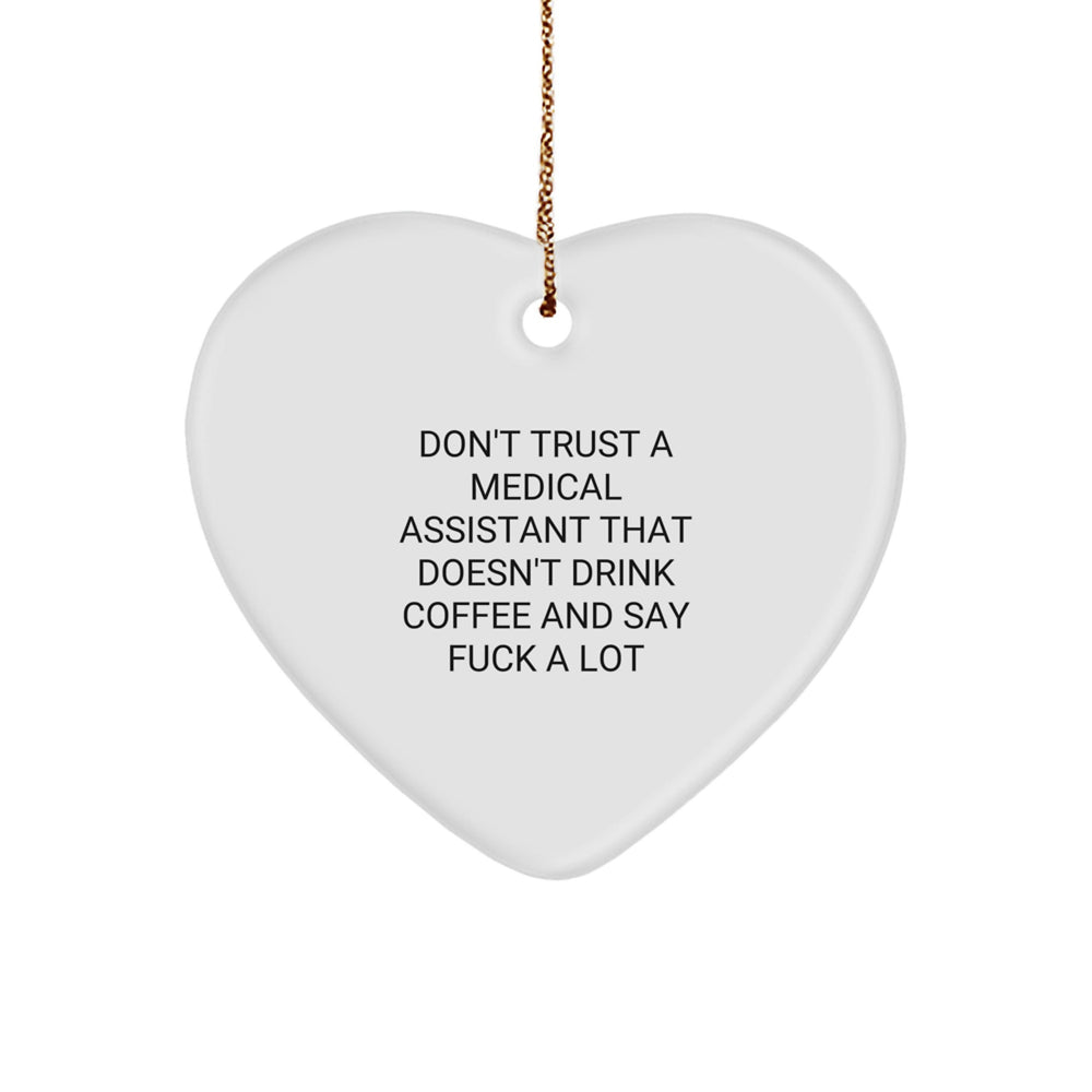 Funny Medical Assistant Gifts from Men for Christmas - Heart Ornament with Inspirational Quote 'Coffee Fuels' - Unique Heart Shaped Decor, Sublimation Printed, Durable MDF Material - Image 1