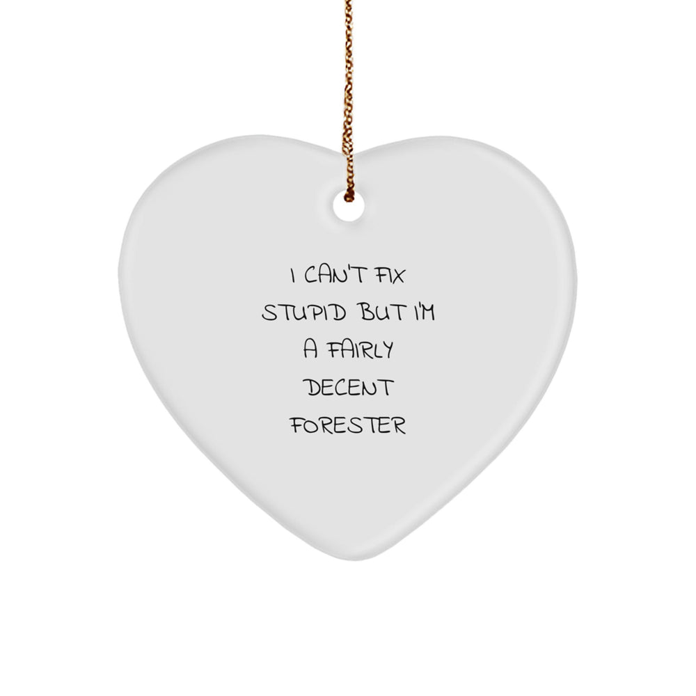 Funny Forester Gifts, I Can't Fix Stupid But I'm A Fairly Decent Forester, Heart Ornament for Christmas, Gifts from Friends, Gifts for Forester - Image 1