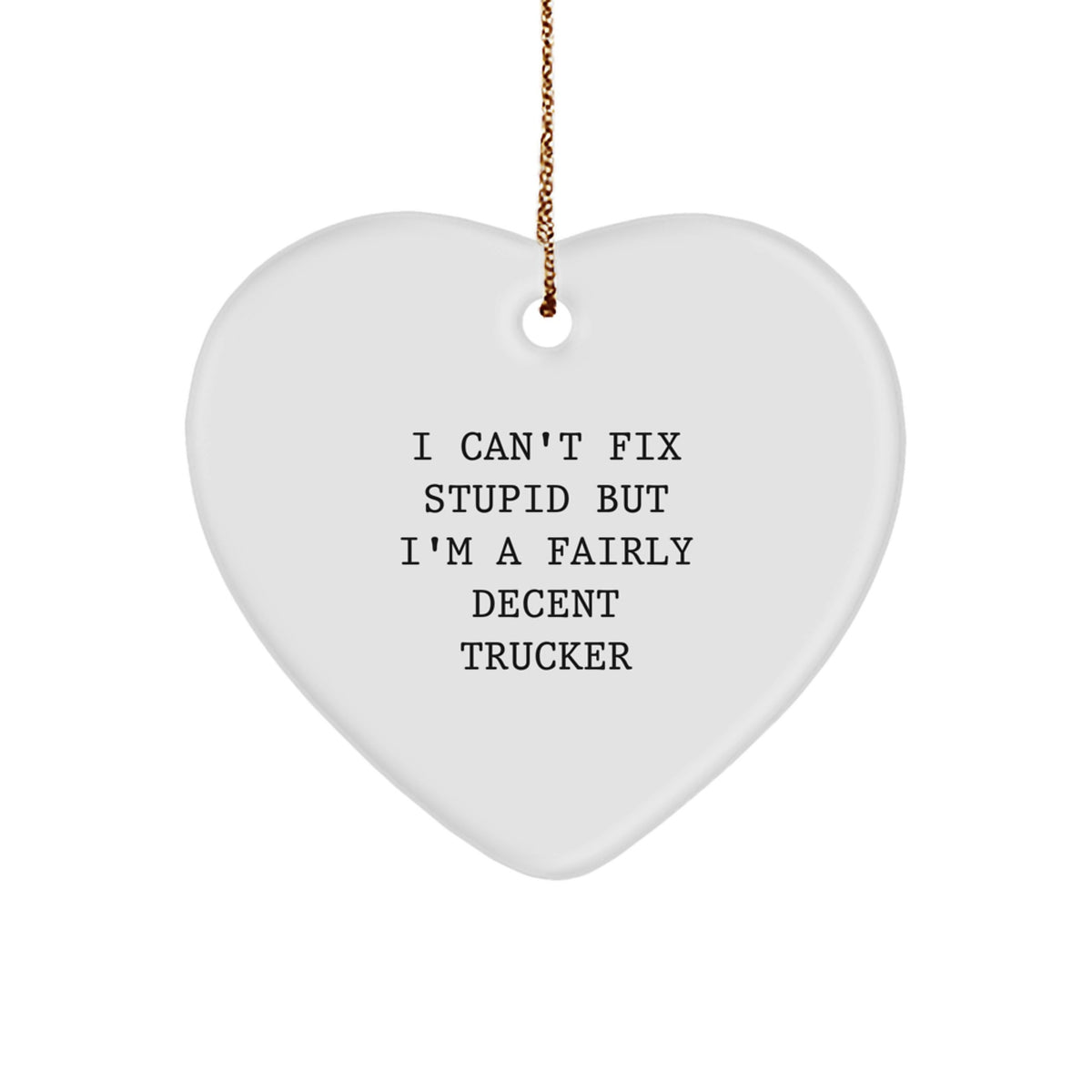 Funny Trucker Gifts from Men to Trucker Friends - I Can't Fix Stupid But I'm A Fairly Decent Heart Ornament, Christmas Unique Trucker Accessories - Image 1