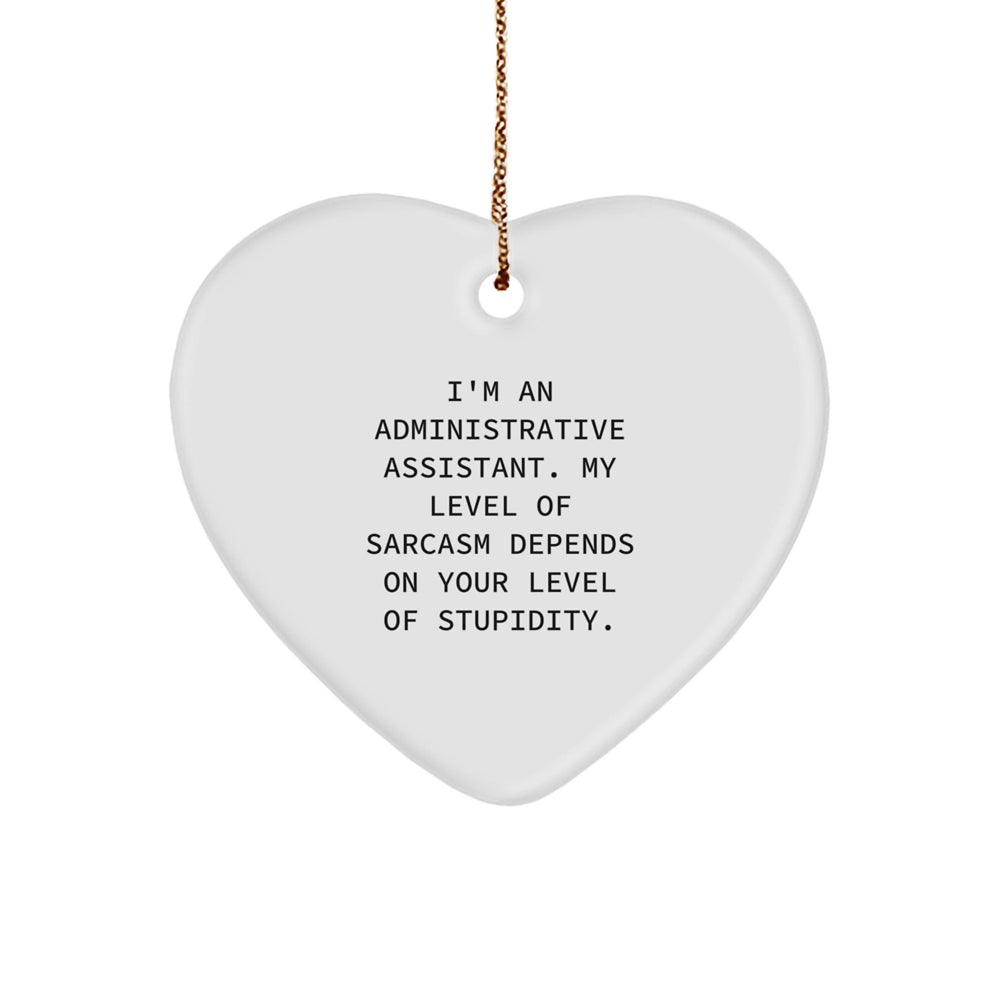 Funny Administrative Assistant Gifts for Coworkers - Heart Ornament with Sarcasm Quote for Christmas Unique Gifts from Men - Image 1