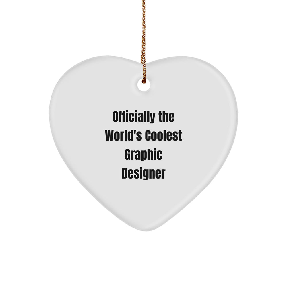 Funny Graphic Designer Gifts for Men, Women, Friends, Coworkers, Family - 'Officially The World's Coolest Graphic Designer' Heart Ornament, Perfect for Christmas - Image 1