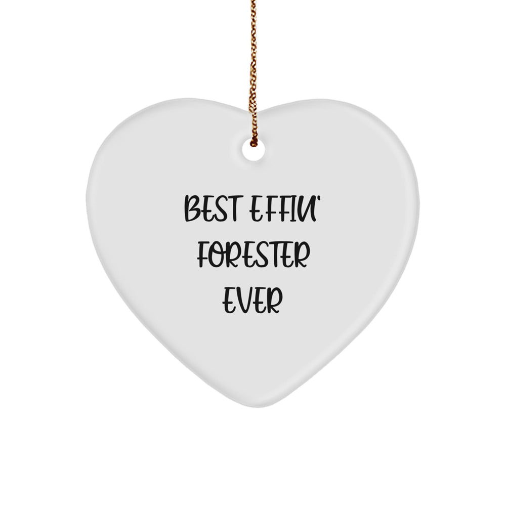 Funny Forester Gifts - Best Effin' Forester Ever Heart Ornament for Christmas - Gifts from Friends and Family for the Best Forester Ever - Image 1
