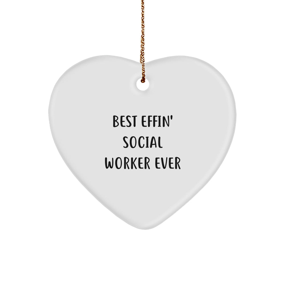 Funny Social Worker Gifts from Men to Best Effin' Social Worker Ever, Heart Ornament for Christmas - Image 1