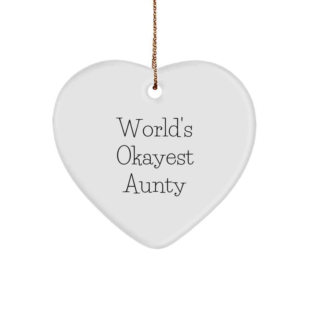 Funny Aunty Gifts from Family - World's Okayest Aunty Heart Ornament, Perfect for Christmas Decorations, Gifts for Aunty - Image 1