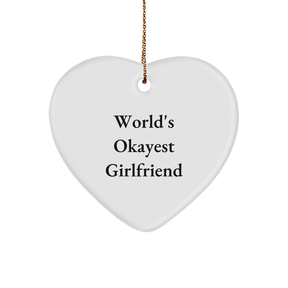 Funny Sweetheart Gifts for Christmas, World's Okayest Sweetheart Heart Ornament, Gifts from Men to Women, Perfect for Friends and Family - Image 1