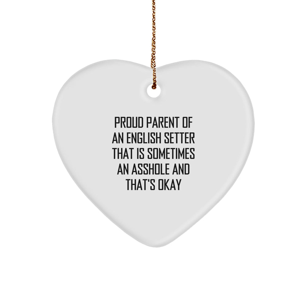 Funny English Setter Dog Gifts from Proud Parents Christmas Heart Ornament Gifts for English Setter Dog Owners - Image 1