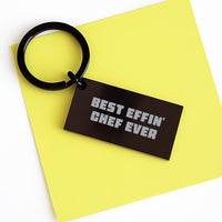 Load image into Gallery viewer, Funny Chef Gifts for Him, Keychain with Best Effin&#39; Chef Ever Quote, Birthday Present from Friends or Family, Stainless Steel, Black, 1.57 x 0.87 inches - Image 3
