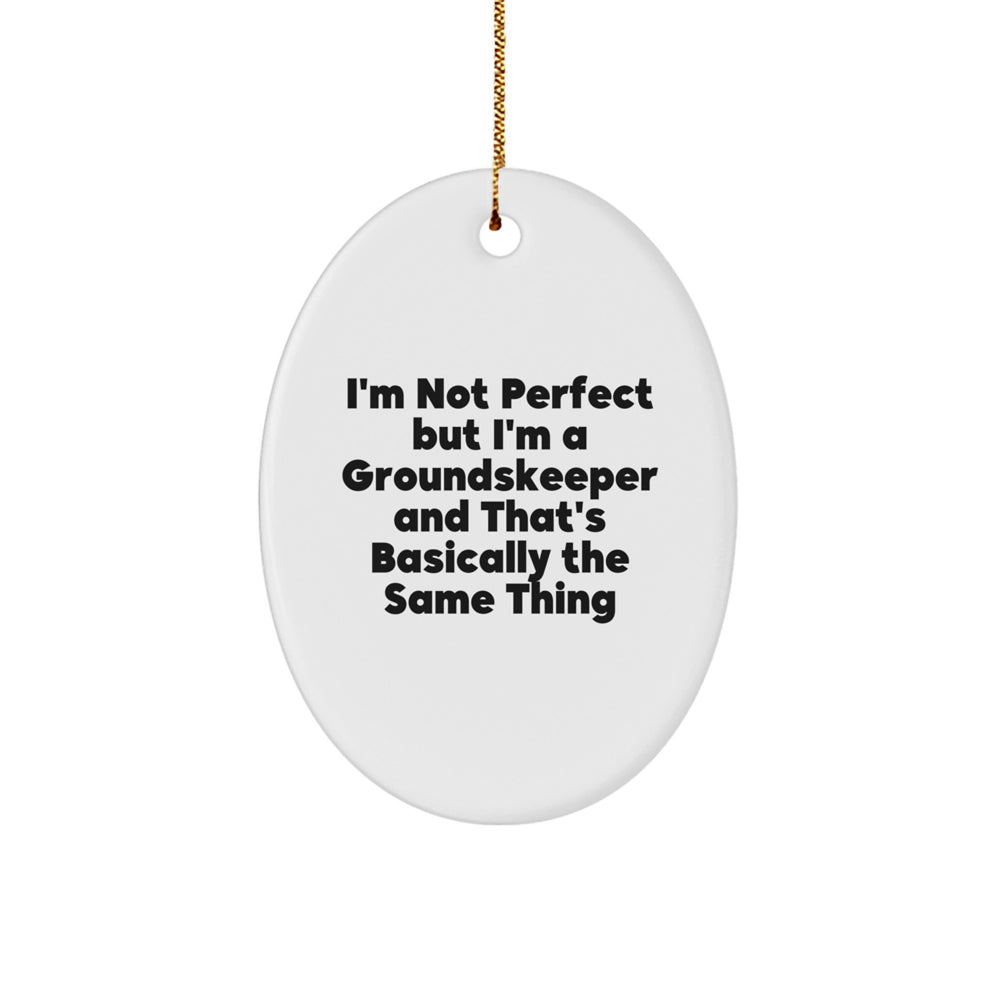 Funny groundskeeper Gifts from Men to Friends this Christmas, 'I'm Not Perfect', Oval Ornament for groundskeeper - Image 1