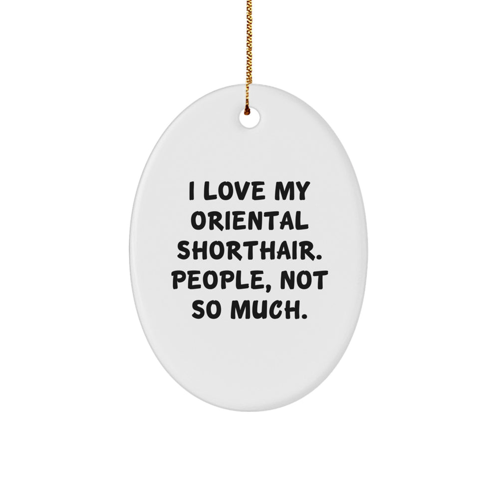 Funny Oriental Shorthair Cat Gifts for Family from Men - Oval Ornament 'I Love My Oriental Shorthair. People, Not So Much.' - Image 1