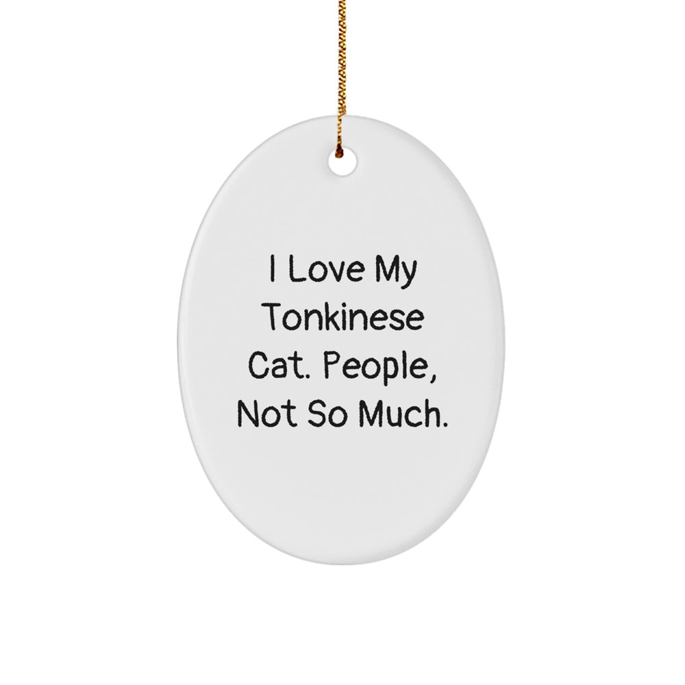 Funny Tonkinese Cat Oval Ornament Gifts from Family for Christmas, 'I Love My Tonkinese Cat. People, Not So Much.' - Image 1
