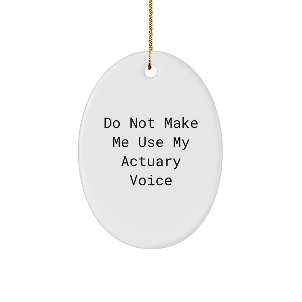 Actuary Gifts, Oval Ornament for Christmas: 'Do Not Make Me Use My Actuary Voice' Funny Quote from Friends, Family, Coworkers - Image 1