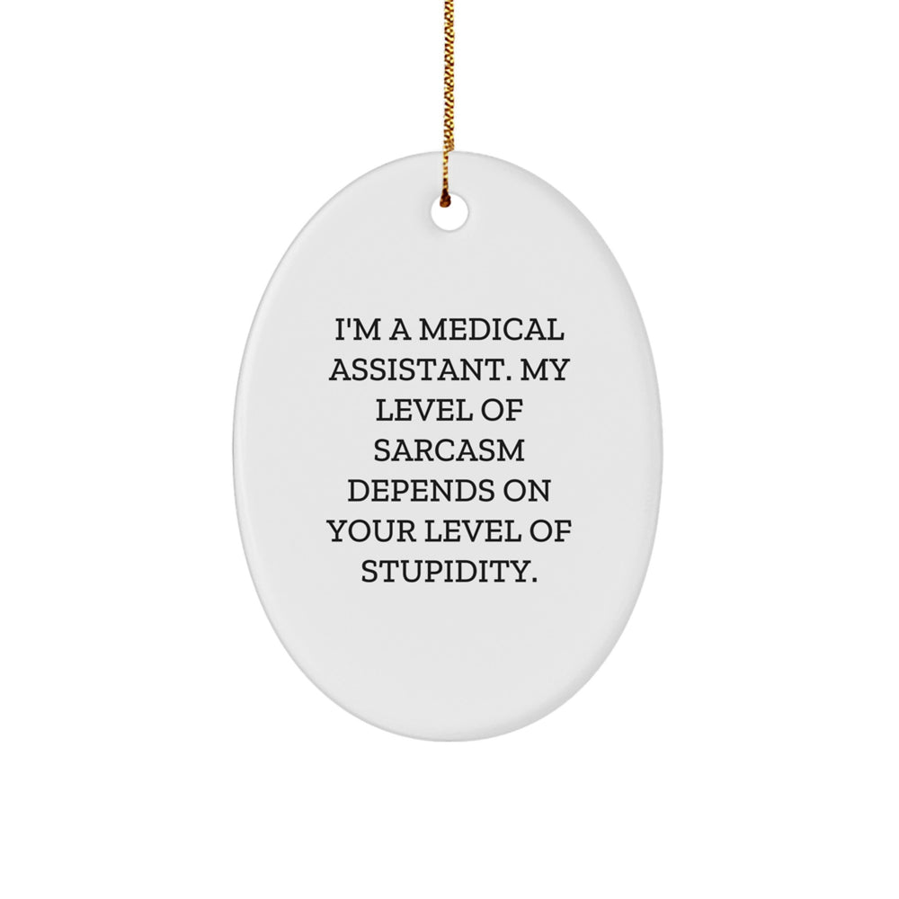 Funny Medical Assistant Gifts from Friends to Medical Assistants - Oval Ornament with Sarcasm Quote - Christmas Unique Gifts - Image 1