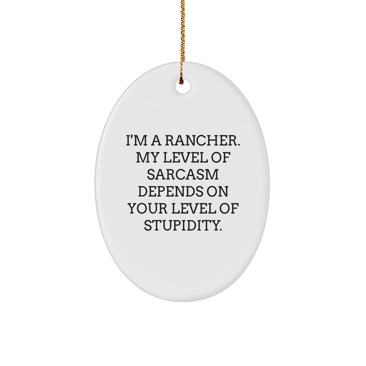 Funny Rancher Gifts from Friends for Christmas - Oval Ornament with Sarcasm Quote - Image 1