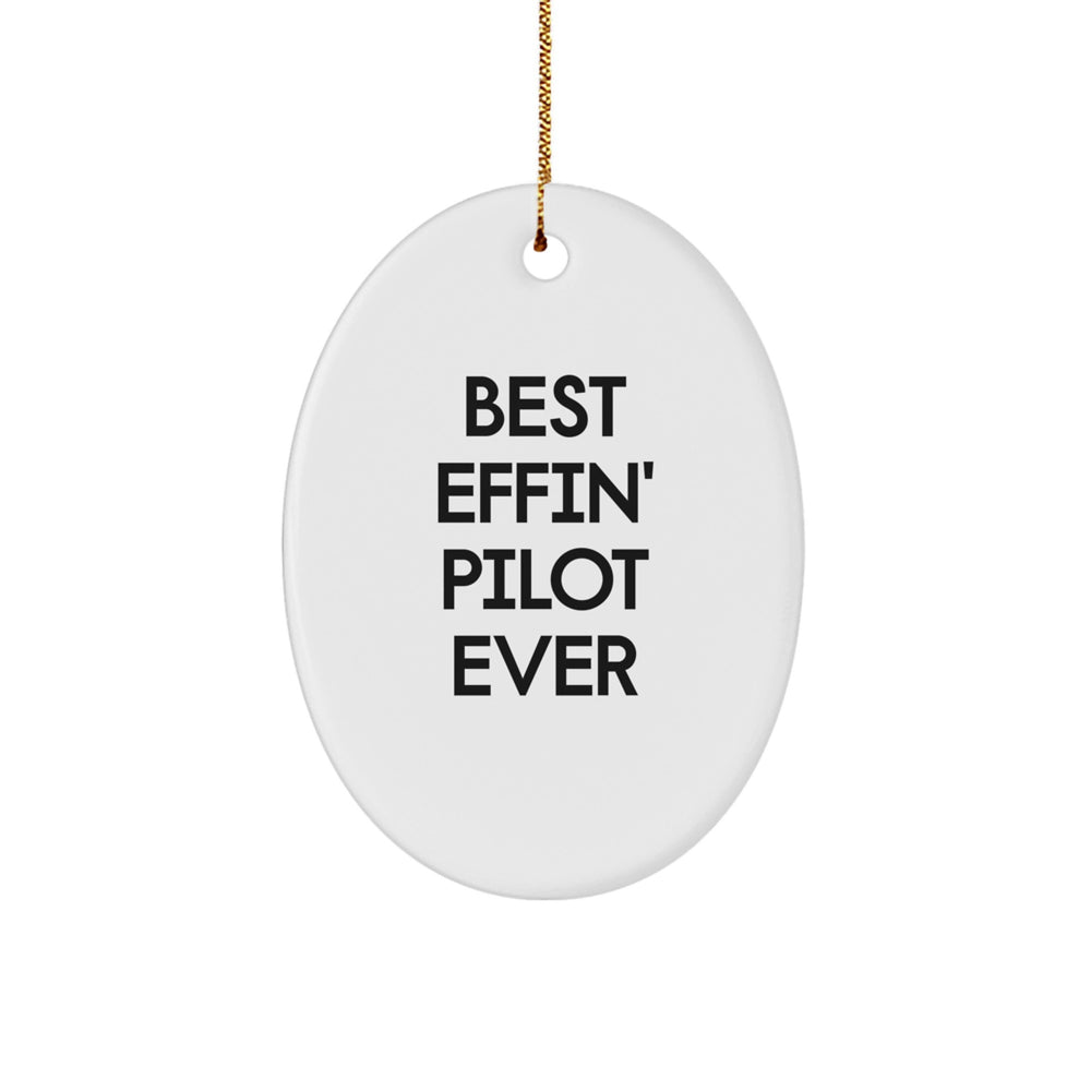 Funny Pilot Gifts for Men, Oval Ornament Christmas Unique Presents from Friends or Family - Image 1