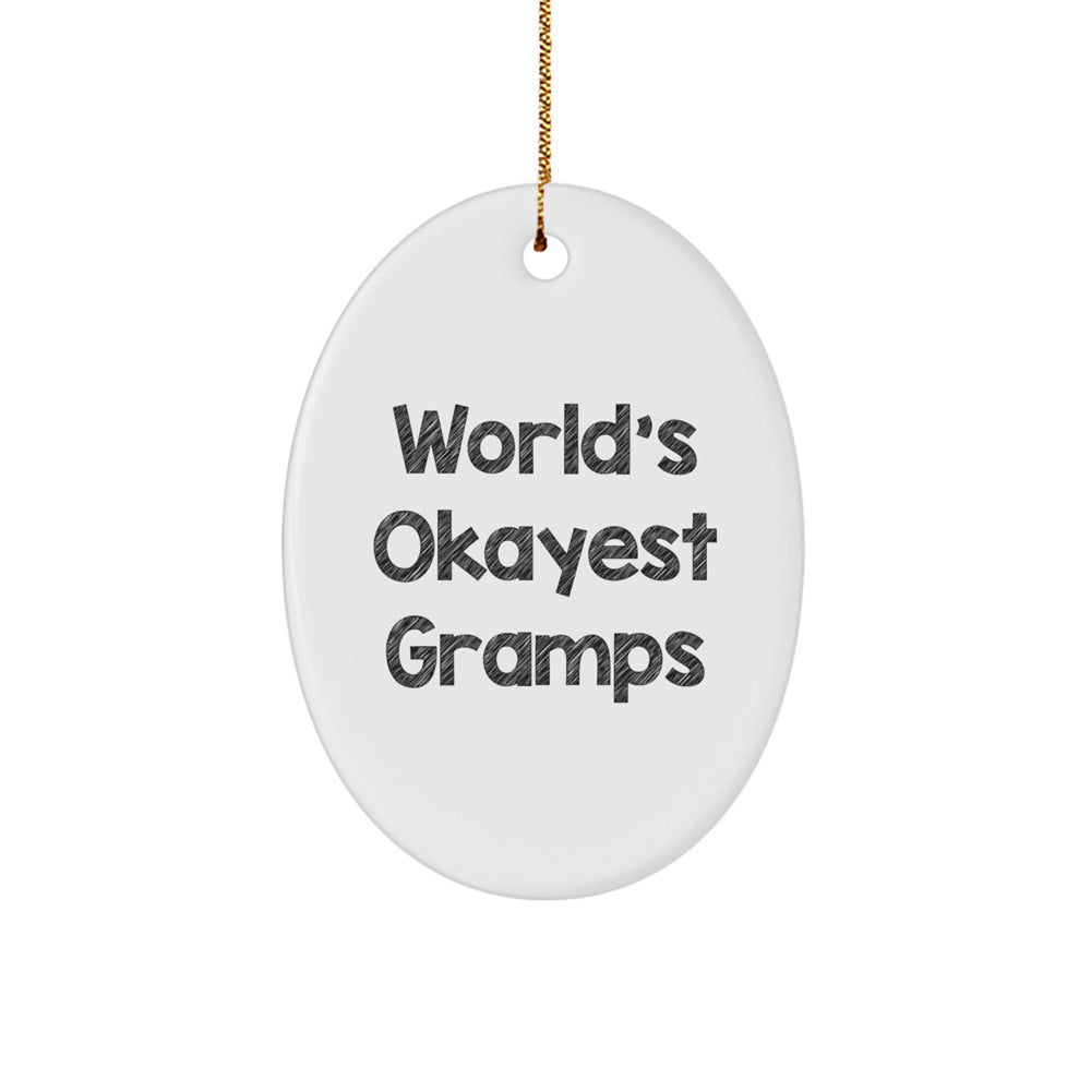 World's Okayest Gramps Oval Ornament Gifts for Christmas, Funny Gramps Gifts from Family, Friends, or Coworkers - Image 1