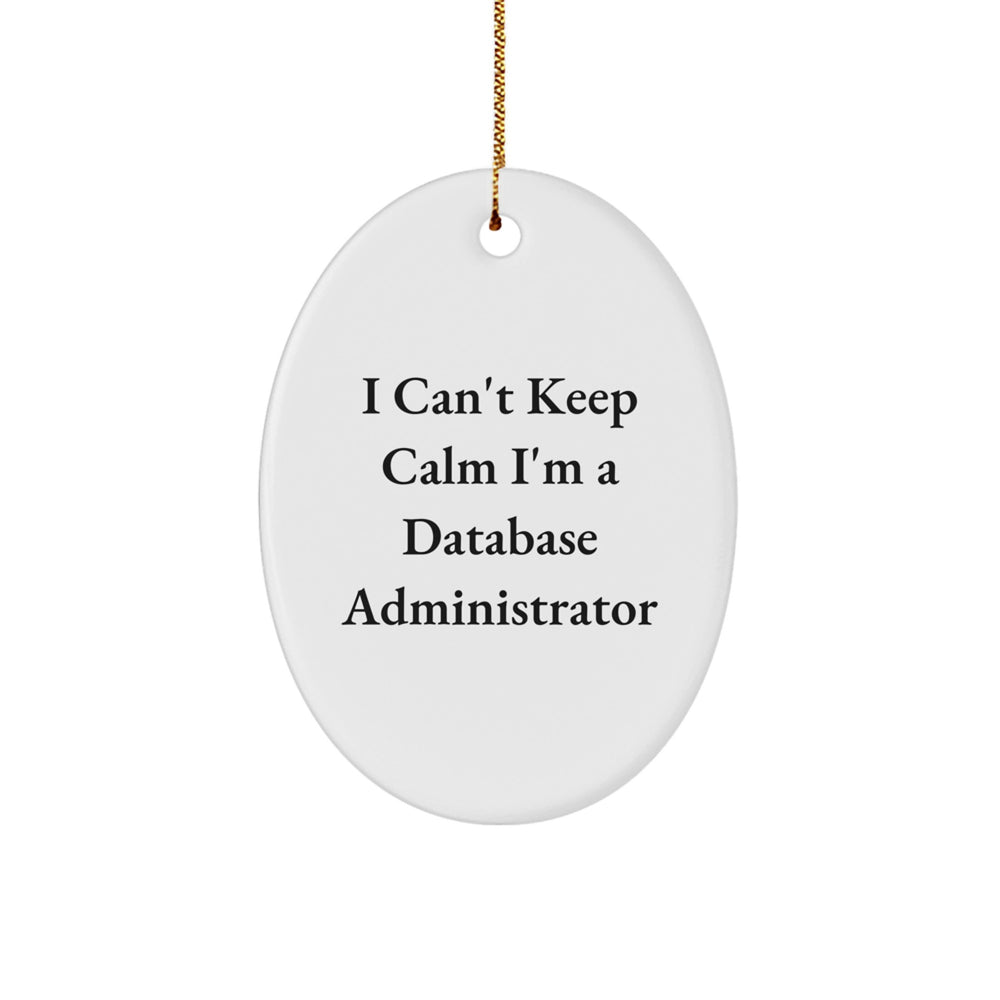 Funny I Can't Keep Calm I'm A Database Administrator Gifts for Men Women Friends Coworkers Family - Oval Ornament - White Color - Christmas Unique Gifts from Men to Database Administrators - Image 1