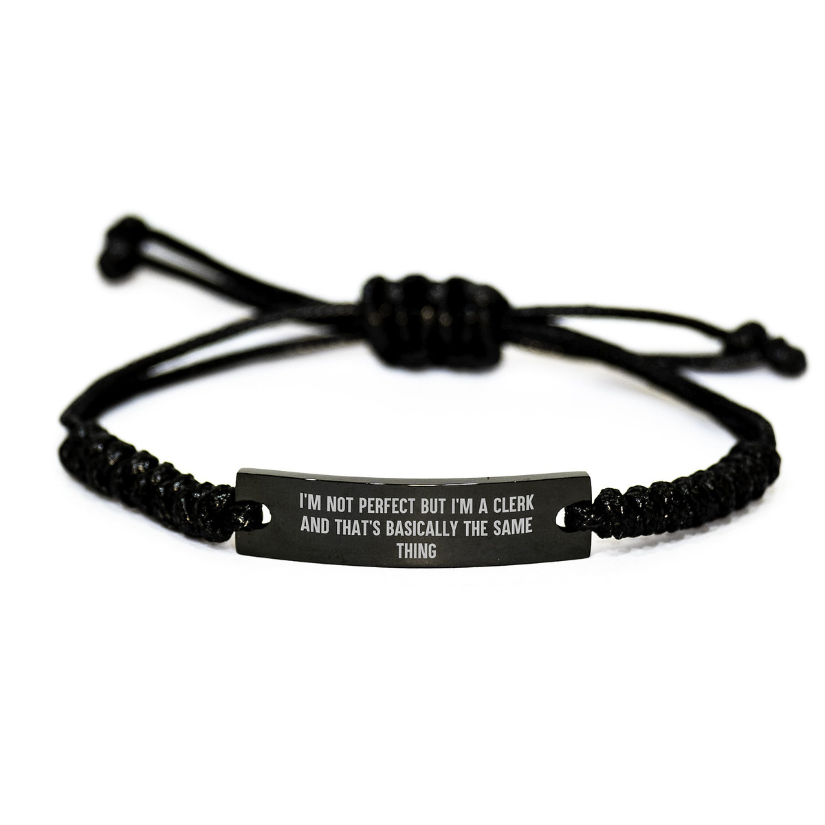 Funny Clerk Gifts from Friends - I'm Not Perfect But I'm A Clerk And That's Basically The Same Thing, Black Rope Adjustable Birthday Unique Gifts for Men Women - Image 1
