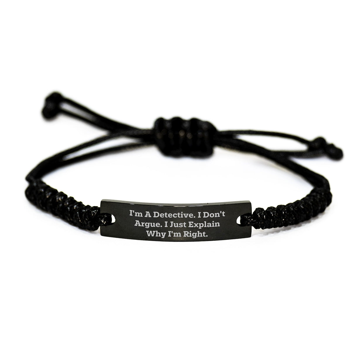 Gifts from Detective Enthusiasts - Funny Detective Rope Bracelet for Men - Rope Bracelet with Black Stainless Steel Engraving for Detective Christmas Unique Gifts - Image 1