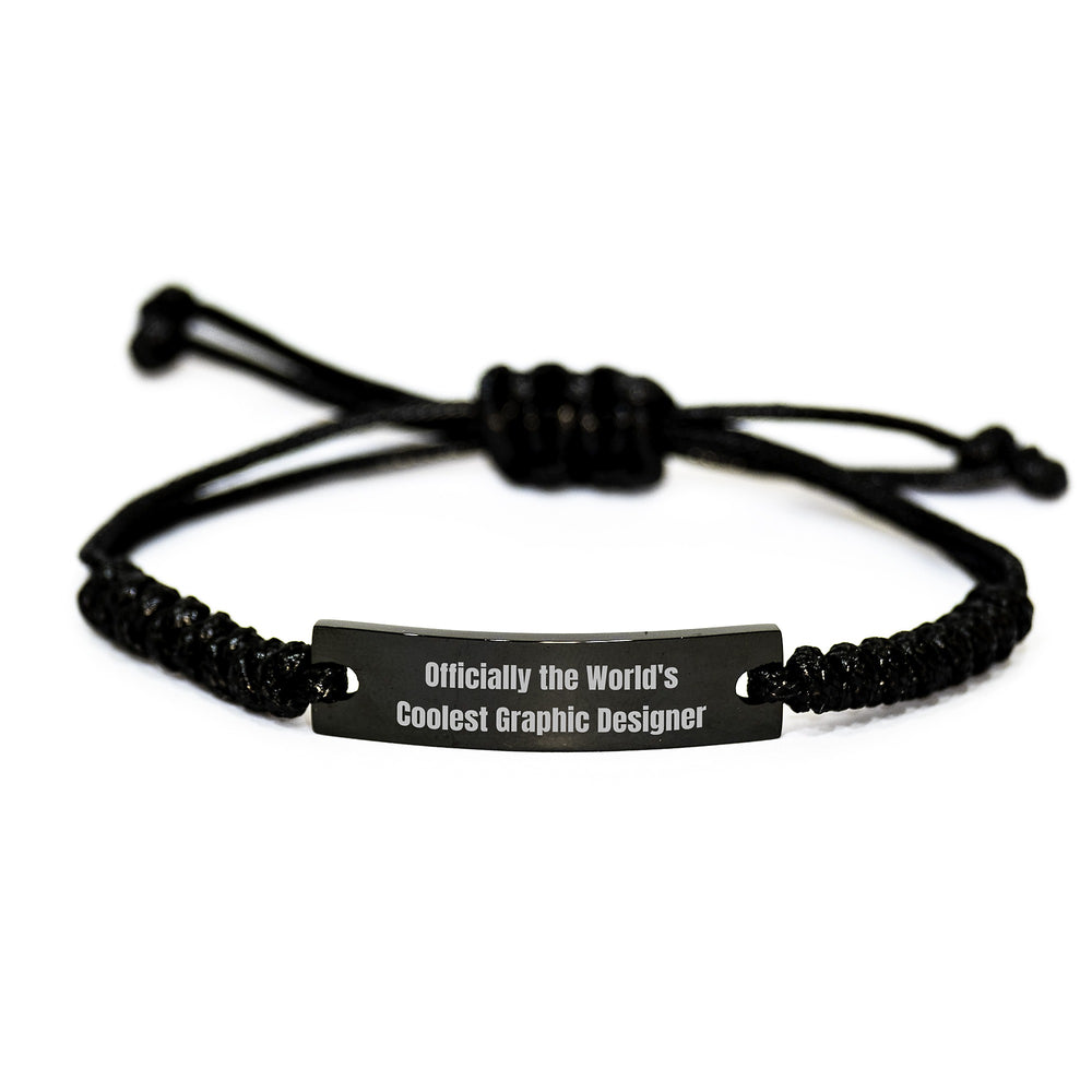 Funny Graphic Designer Gifts from Friends - 'Officially The World's Coolest Graphic Designer' Rope Bracelet for Graduation - Image 1
