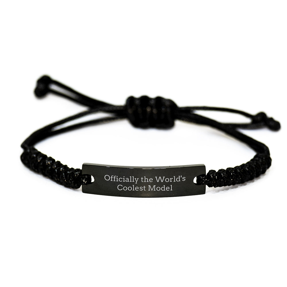 Funny 'Officially The World's Coolest Model' Gifts for Men, Rope Bracelet Christmas Unique Gifts from Friends, Family, Coworkers - Image 1